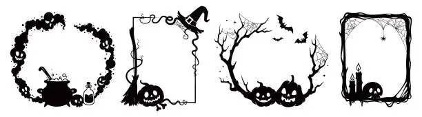 Vector illustration of Halloween holiday scary black frames, borders