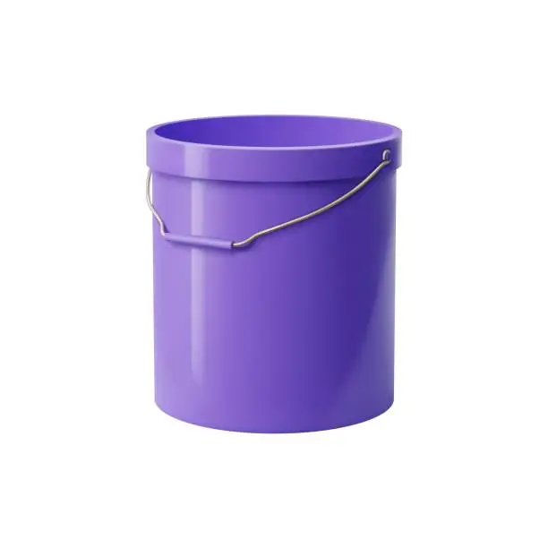Vector illustration of Realistic bucket, metal pail, container and bin