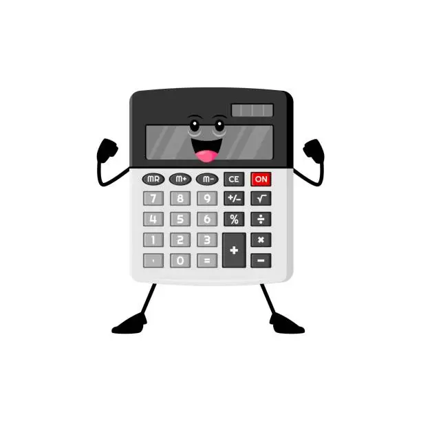 Vector illustration of Cartoon calculator school stationery character