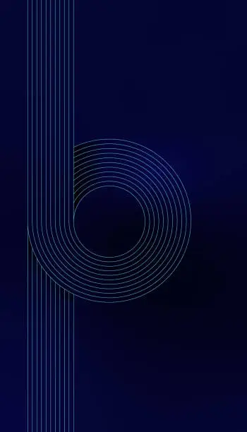 Vector illustration of Abstract circle lines on Dark blue background