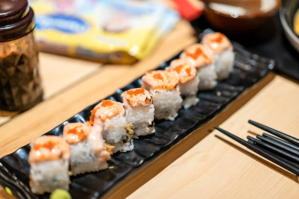 Sushi mentai roll stock photo