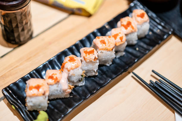 Sushi mentai roll stock photo