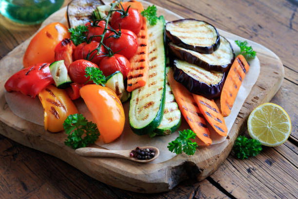 istock Grilled vegetables on a wooden board 2030519887