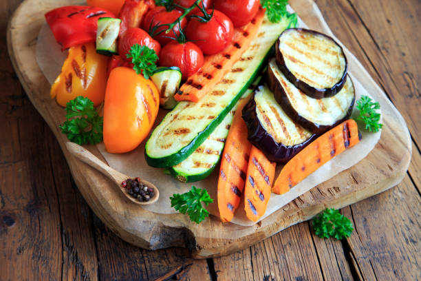 istock Grilled vegetables on a wooden board 2030519891