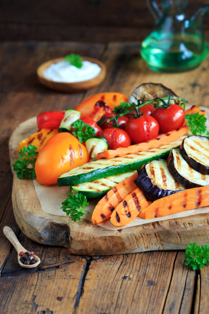 istock Grilled vegetables on a wooden board 2030520443
