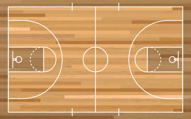istock Basketball court floor with line on wood texture background. Vector illustration. Basketball Court Flat Vector Icon. 2030528535