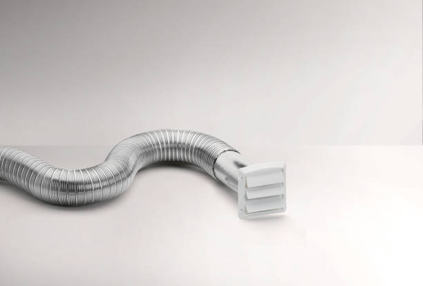 istock Dryer venting parts pipe and vent cover on a white background 2030557027