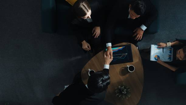 istock Top view of smart team analysis graph while leader present chart. Directorate. 2030561834