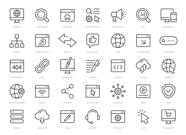stockillustraties, clipart, cartoons en iconen met website thin line icons set. website symbol. web, search, homepages icon. vector - homepage