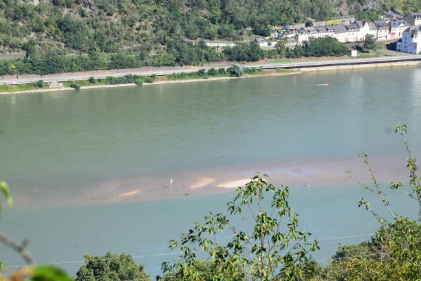 Rhine valley with a big sandbank visible from far