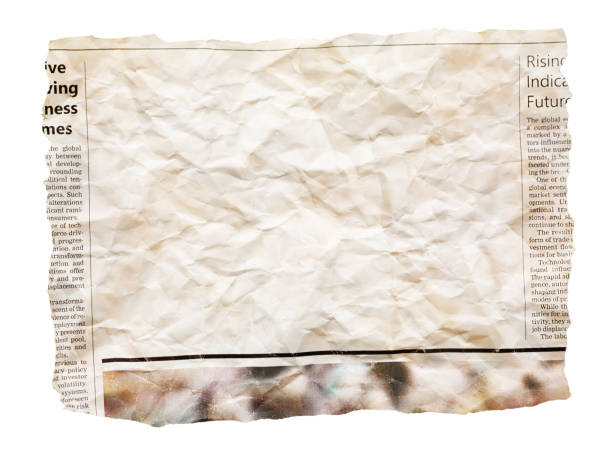 istock Wrinkled, stained old newspaper clipping with blank space for your copy 2030601226