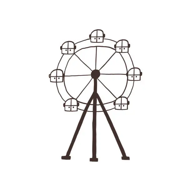 Vector illustration of Monochrome ferris wheel attraction