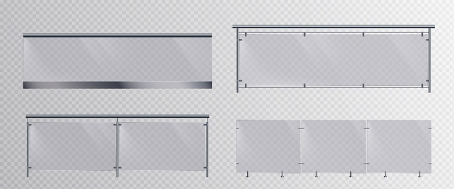 Glass Railing Transpartent Background Glass Handrails Set On Transparent Background Stock Illustration ...