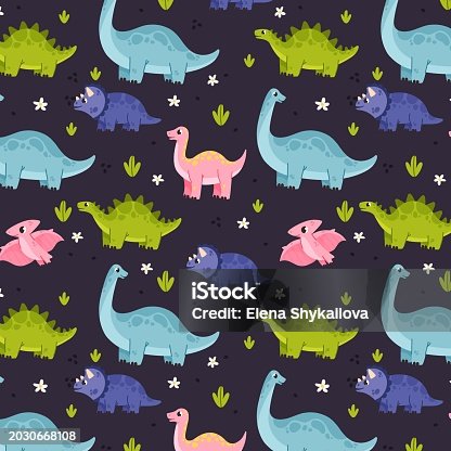 Cute pattern with dinosaurs