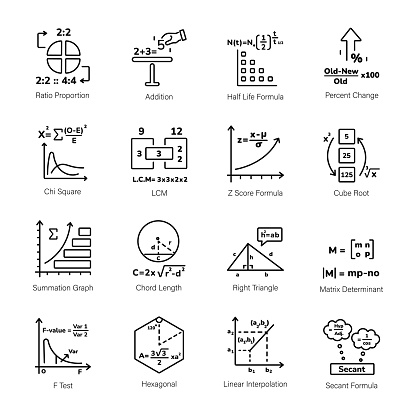 Showcase the world of crunching numbers with our animated linear math icons Explore a variety of designs covering key math concepts, algebraic equations, and trigonometry properties that make math one's best ally in problem-solving.