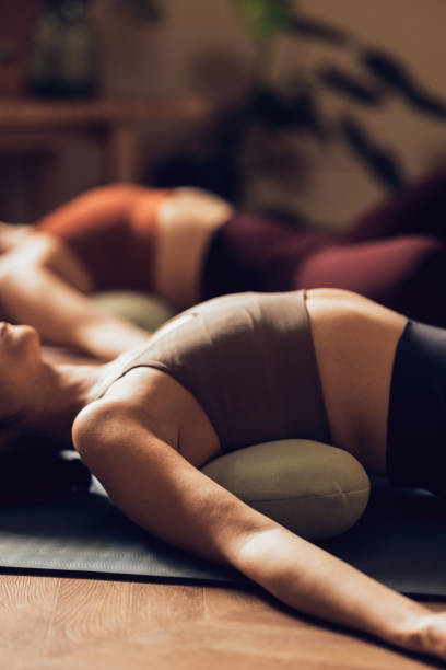 Serene Yoga Session Captured in Warm Indoor Environment