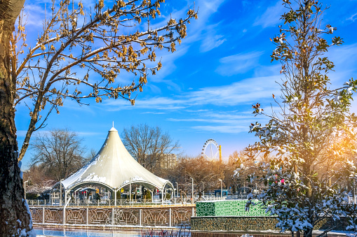 Eco Park in Tashkent, Uzbekistan. Stunning Scenery on a Sunny Winter Day.