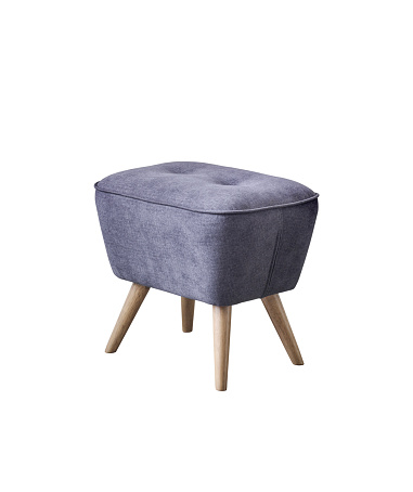 Mid-century modern Ottoman stool on white background with clipping path
