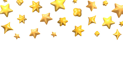 3d stars from different angles, forming a top border with white background