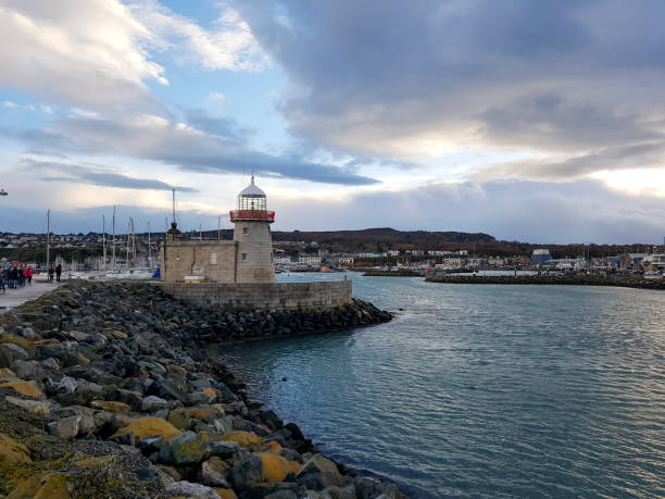 Lighthouse in small port on Howth in Ireland