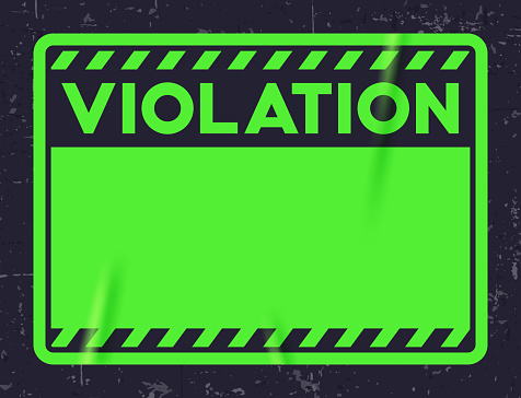 Violation warning sticker tag with space for your copy or content.