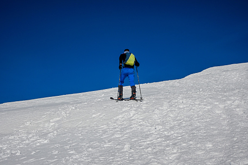 ski alpinist climbs to the top of Baranec in the Western Tatras.