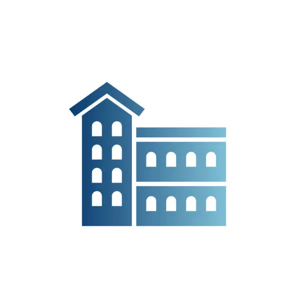 Vector illustration of School Administration Building Gradient Solid Icon