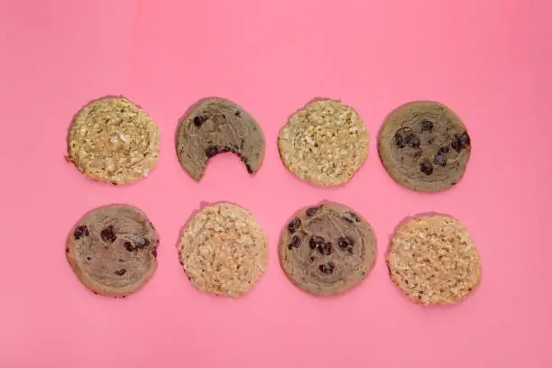 cookies on pink backdrop