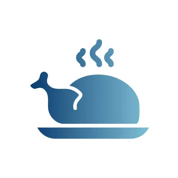 Vector illustration of Roasted Chicken Gradient Solid Icon