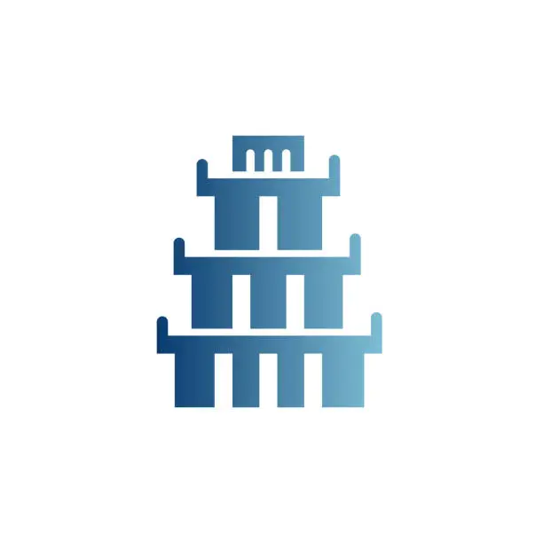 Vector illustration of Temple Complex Gradient Solid Icon