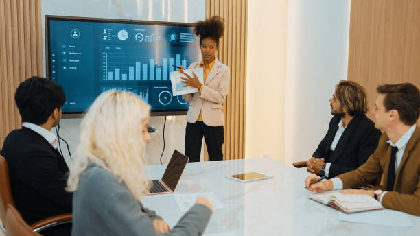 istock Presentation in office or ornament meeting room with analyst team 2030937474