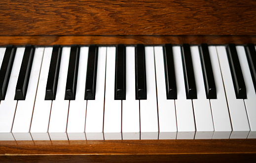 close up on piano keyboard