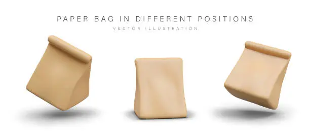 Vector illustration of Realistic bag in different positions for food products