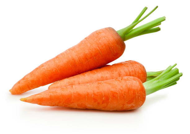 istock Ripe carrot vegetables isolated on white background 2030976238