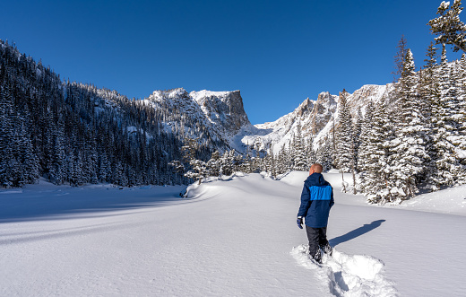 Extreme winter terrain of Rocky Mountain National Park near Estes Park, Colorado USA.