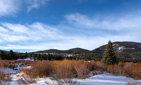 Extreme winter terrain of Rocky Mountain National Park near Estes Park, Colorado USA.