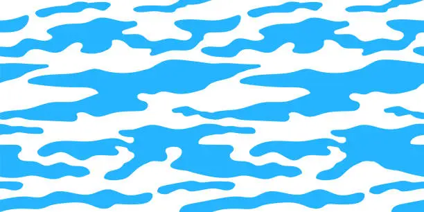 Vector illustration of Pattern of white clouds on blue sky. Trendy vector pattern for textile design.