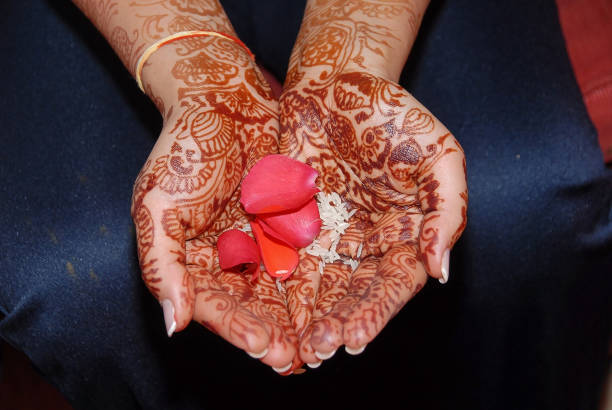 A woman with Henna Tattoo on hands