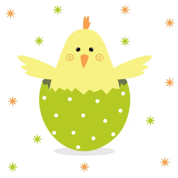 Vector illustration of Chicken in an eggshell.
