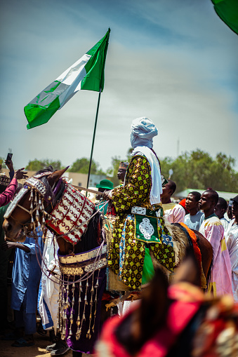 A man on a horse from the Picture Gallery of Kanem CUltural Summit 2024 In Maiduguri, Borno State.