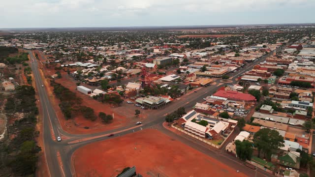 wide shot of Kalgoorlie Boulder mining city during the day in Western Australia