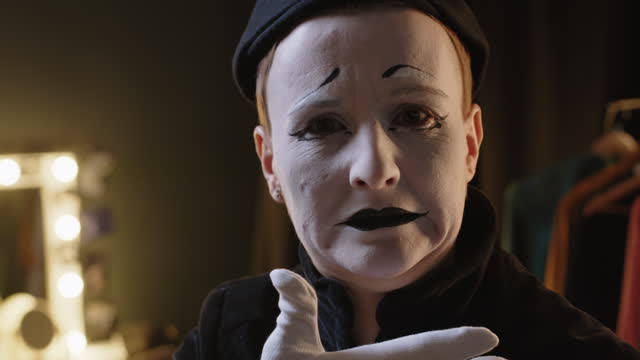 Mime Artist Showing Different Facial Expressions