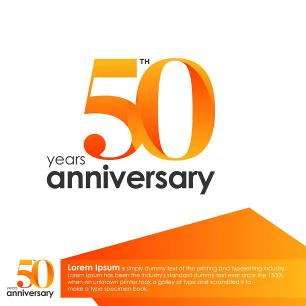 Vector illustration of 50th Anniversary logotype with orange color