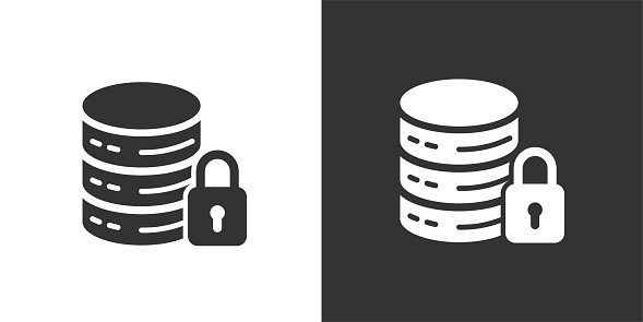 Database security icon. Solid icon that can be applied anywhere, simple, pixel perfect and modern style