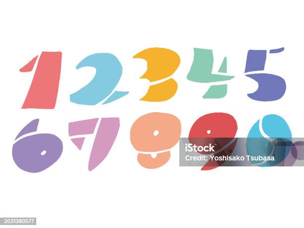 Illustration Set Of Pop And Colorful Handdrawn Numeric Characters Stock ...