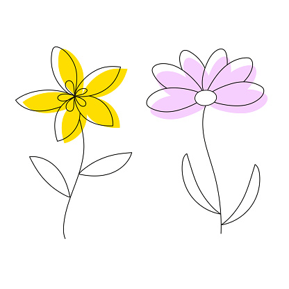 Stylized doodle flowers