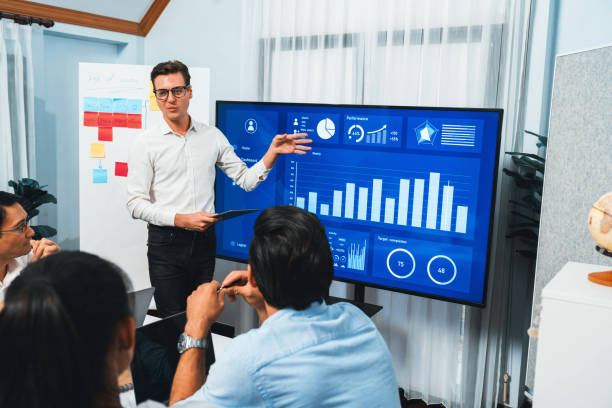 istock Presentation in office or meeting room with analyst team. Prudent 2031483165