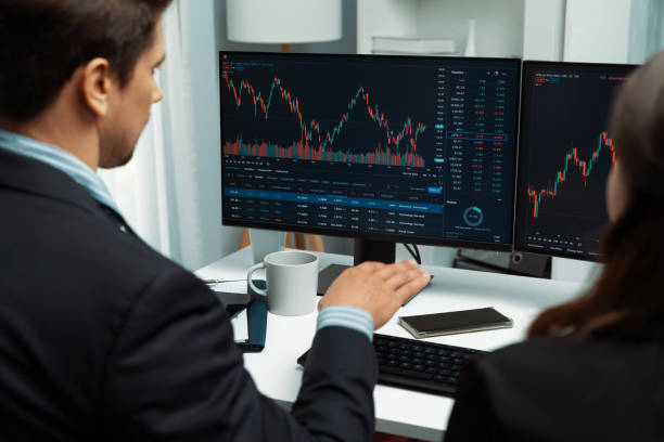 istock Business traders discussing on dynamic stock risk or profit point. Postulate. 2031494527