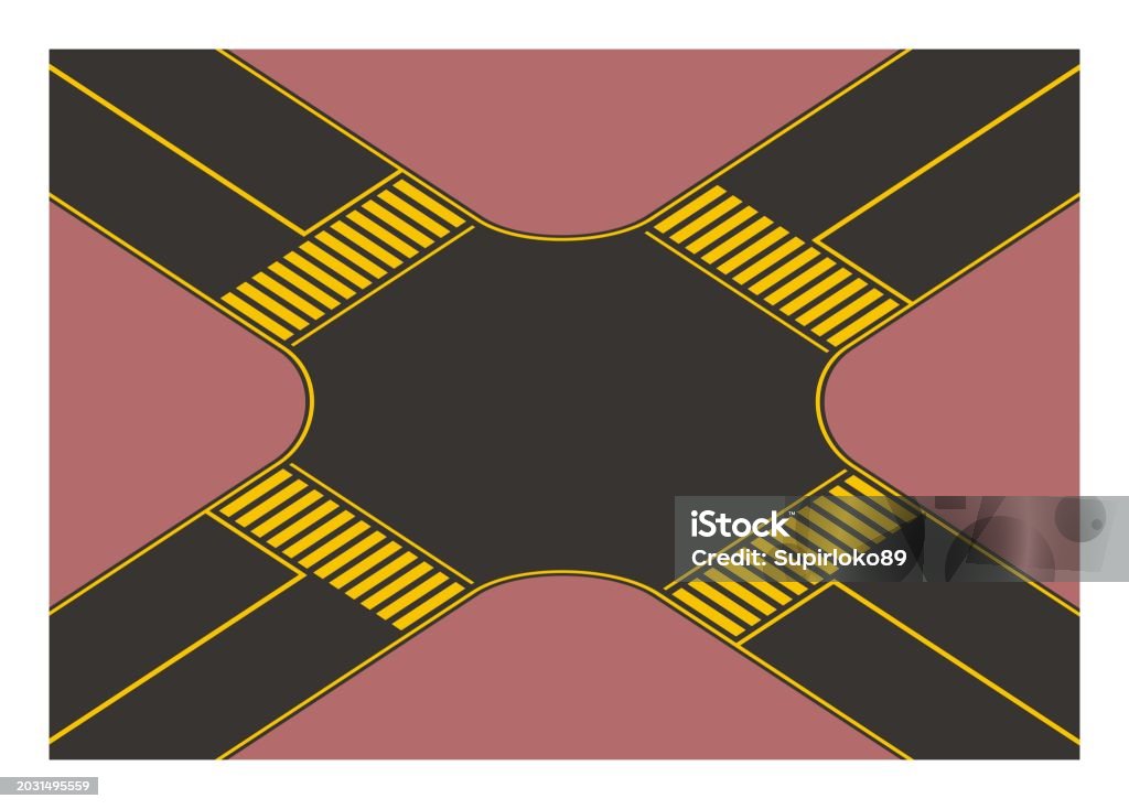 Road Intersection In Isometric View Simple Flat Illustration Stock ...