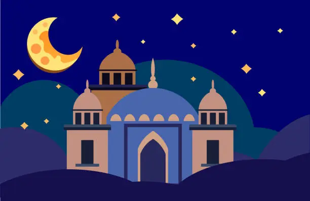 Vector illustration of illustation of mosque ramadan